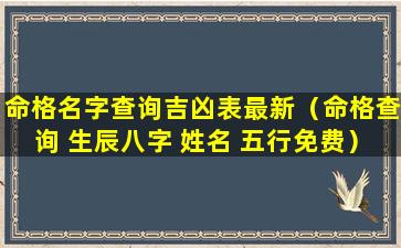 命格名字查询吉凶表最新（命格查询 生辰八字 姓名 五行免费）